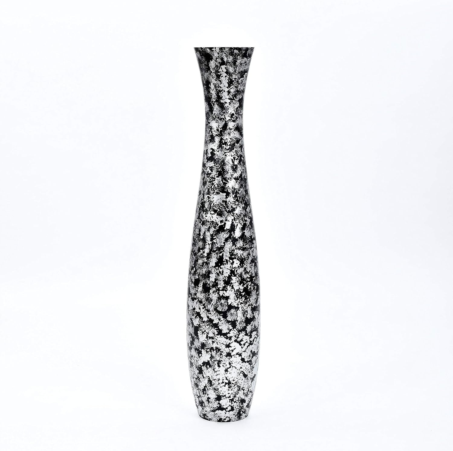 Tall Silver Black Floor Vase 105cm Wooden Decor for Pampas Grass Display