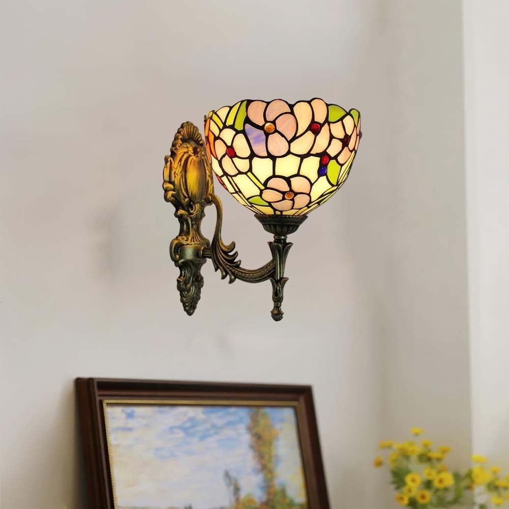 Vintage Stained Glass Wall Lamp Art Deco Sconce Light for Hallway 28cm