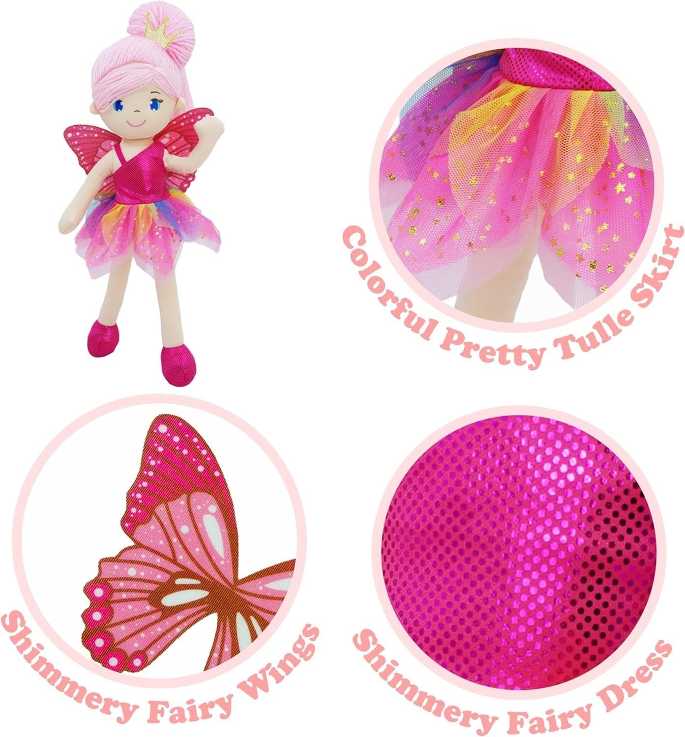 Enchanted Fairy Doll 40cm Plush Soft Toy Glowing Wings Girl Gift
