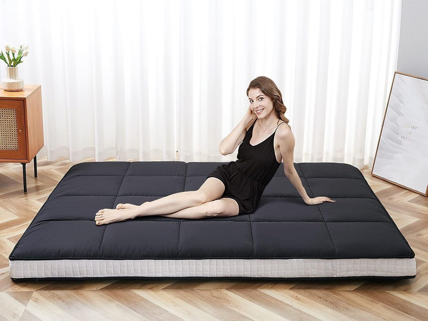 Japanese Foldable Futon Mattress Double Bed Floor Sofa Guest Tatami