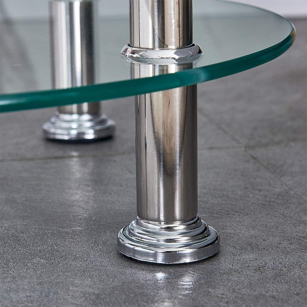 3-Piece Nesting Coffee Table Set Modern Clear Glass Top Metal Legs Space Saving