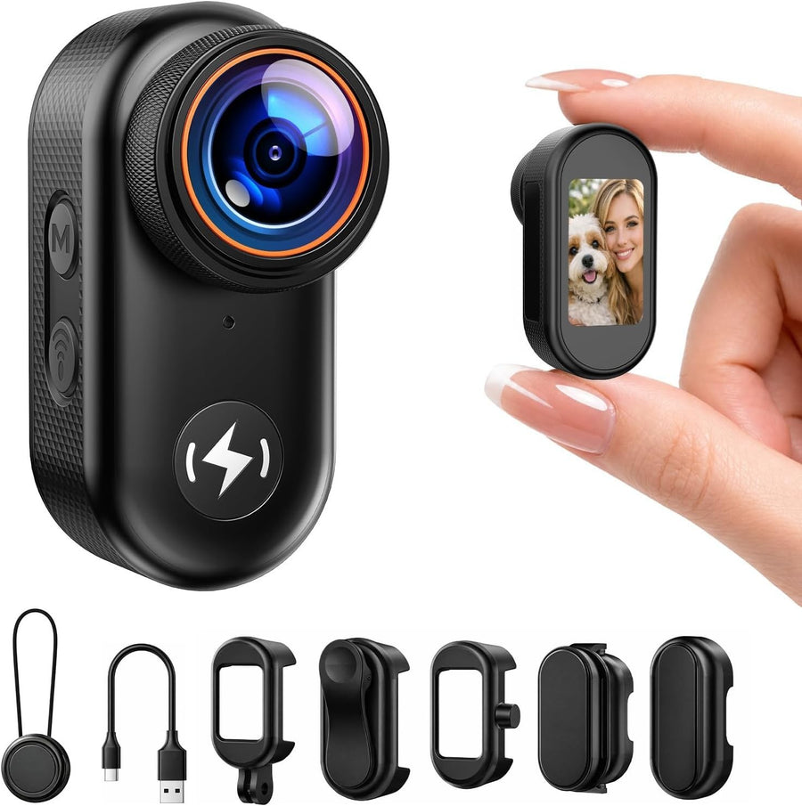 4K Mini Body Camera WiFi POV Action Cam w/64GB Magnetic Mount Kit