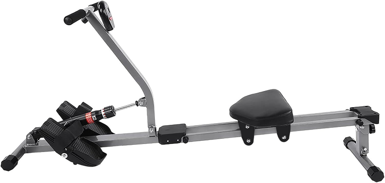 Foldable Hydraulic Rowing Machine 12-Level Resistance LCD Home Fitness 120KG
