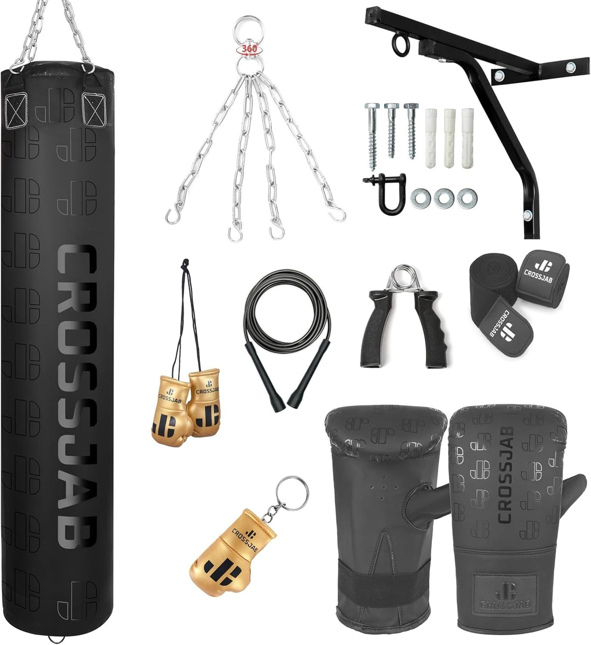 Heavy Filled Boxing Punch Bag 4FT Set Wall Bracket Gloves Training