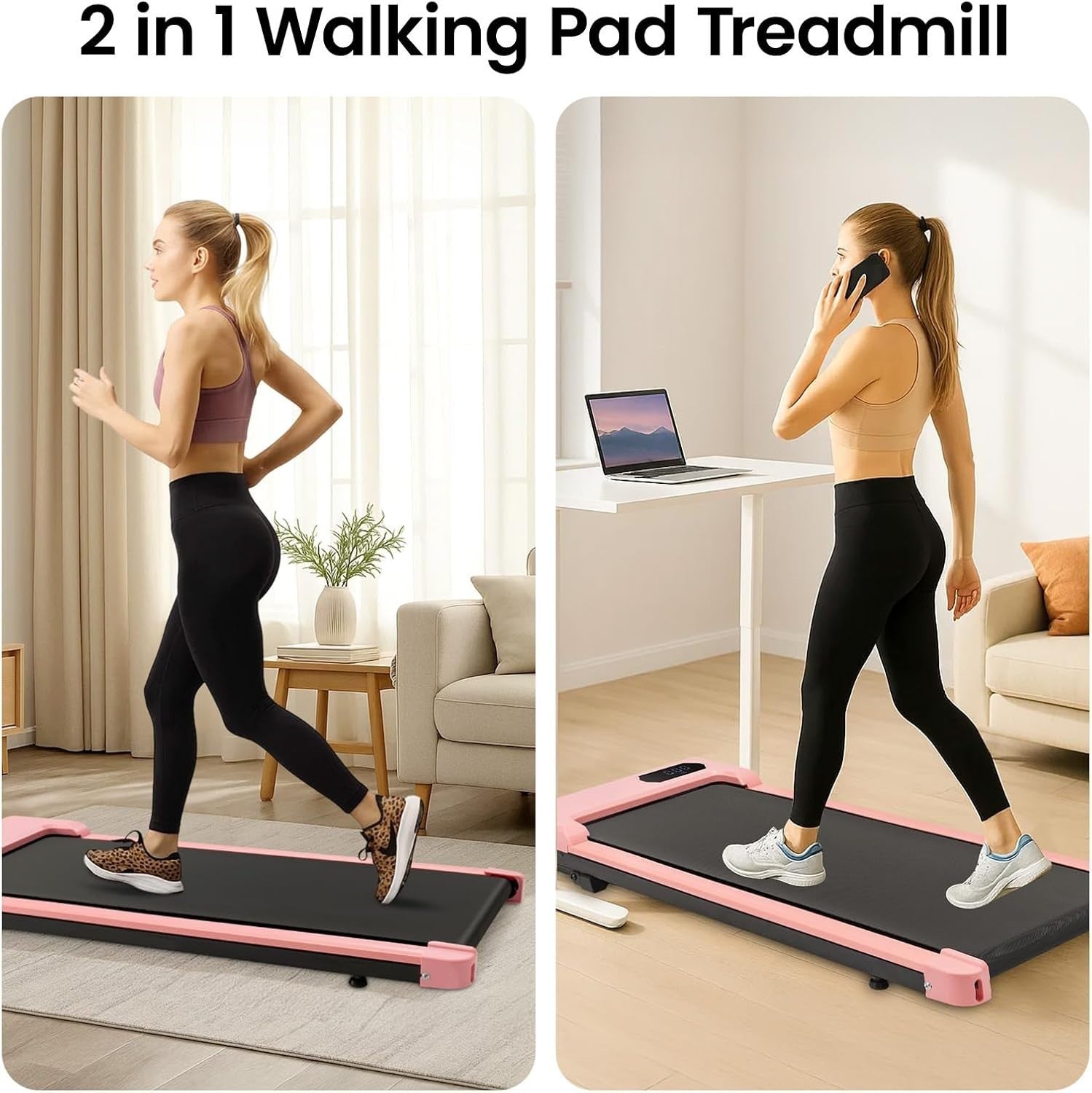 Under Desk Walking Treadmill 1-6KM/H Portable LED Display Home Office
