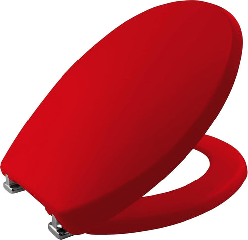 Ultra-Fix Toilet Seat Red Thermoplastic Non-Slip Chrome Hinges 145–165mm