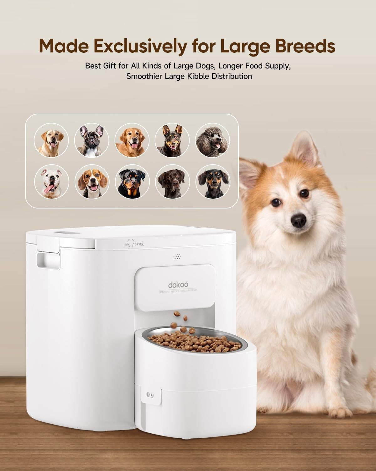 15L Automatic Dog Feeder Vacuum Sealed Food Dispenser 6 Meal Timer