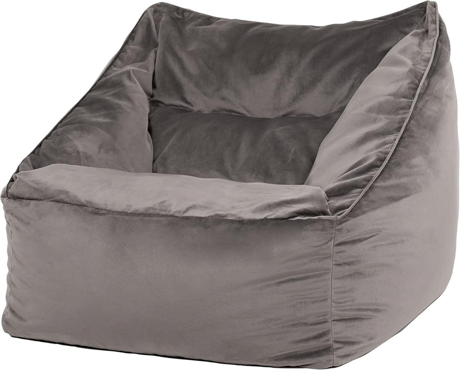 Large Velvet Bean Bag Armchair Adult Lounge Seat Soft Charcoal Grey Chair