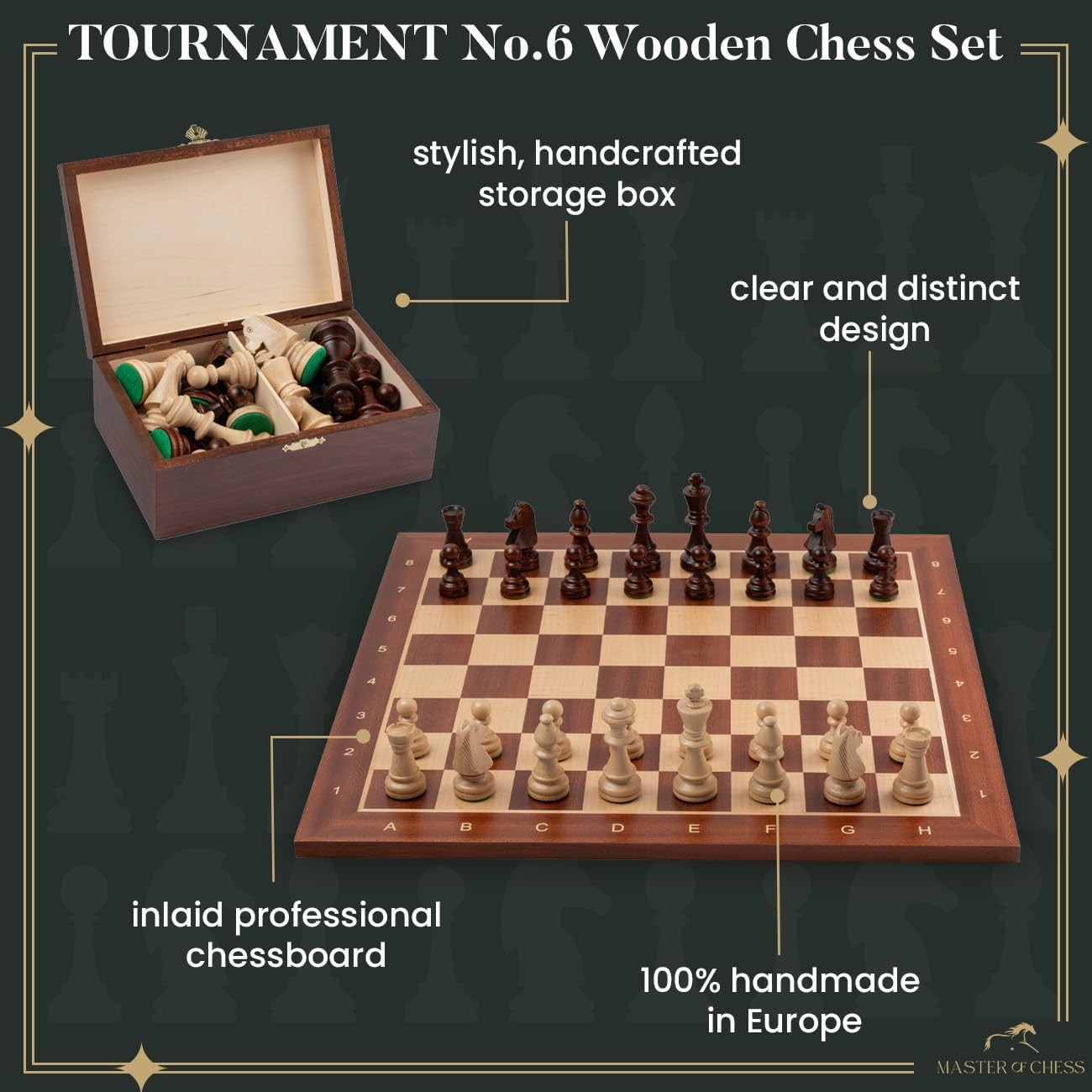 Luxury 54cm Tournament Wooden Chess Set | Weighted Staunton Pieces | Premium Gif