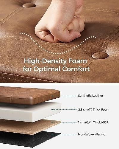 SONGMICS MAZIE Storage Ottoman Bench – 110cm Folding Footrest & End-of-Bed Seat