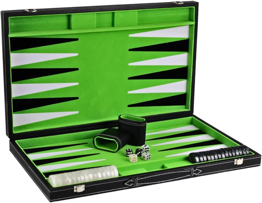 21” Tournament Backgammon Set Malachite Green Large Luxury Foldable Board