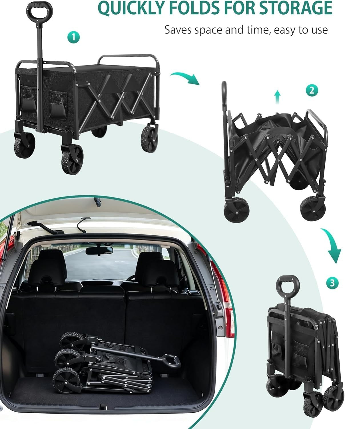Lightweight Folding Camping Wagon 100kg Compact Festival Garden Trolley Black