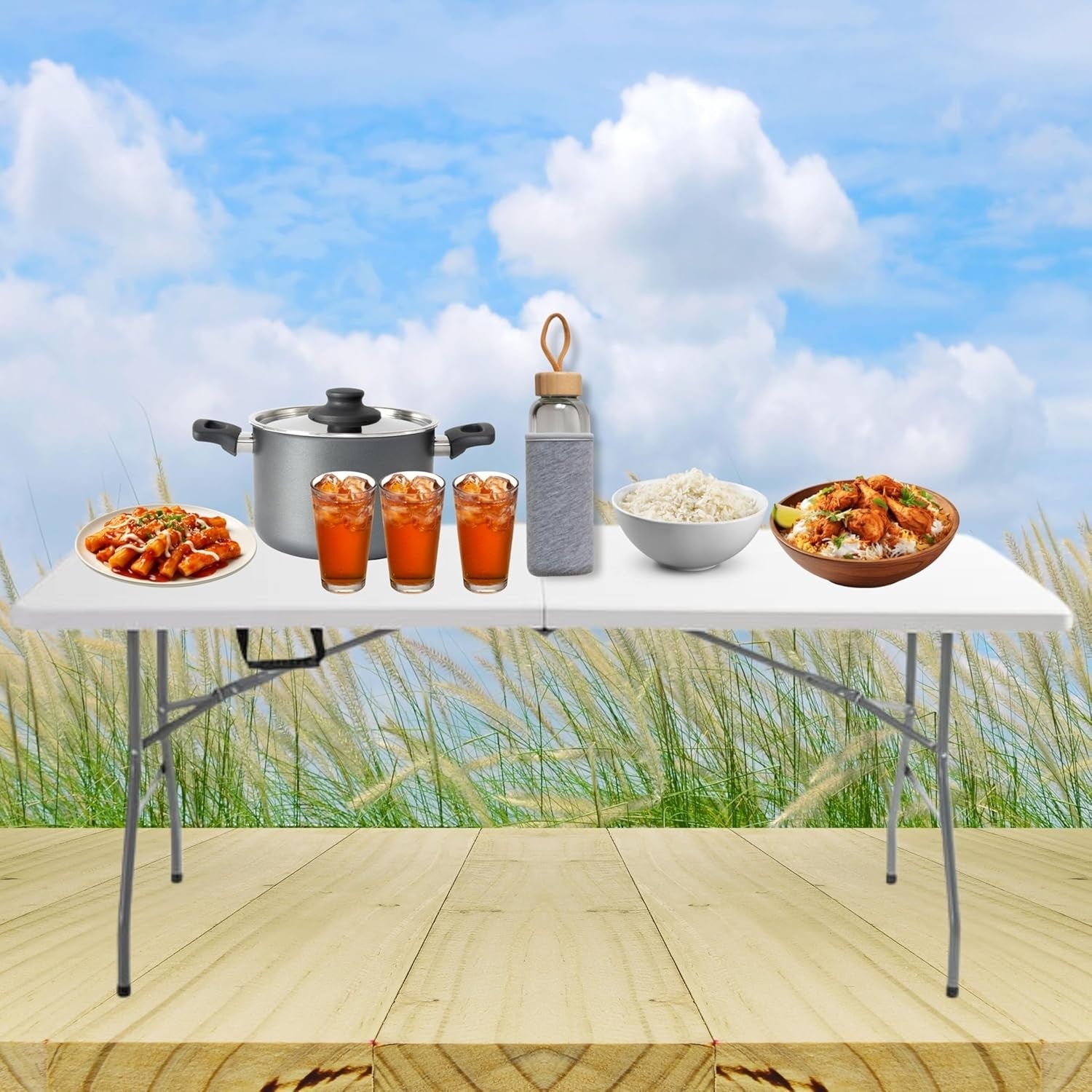 6ft Folding Plastic Table Outdoor Camping BBQ Picnic 400kg Heavy Duty