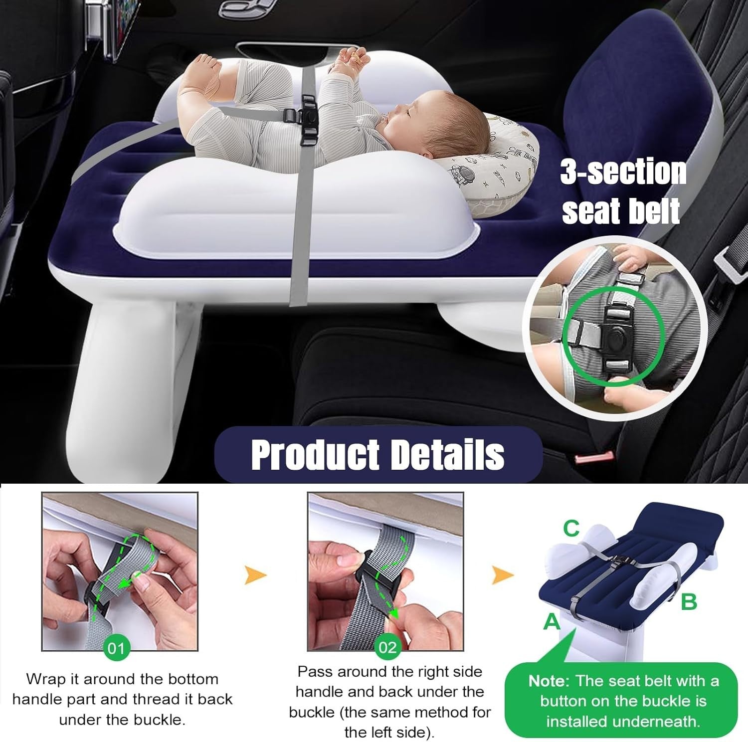 Inflatable Toddler Airplane Bed with Safety Guard & Travel Pump – Portable