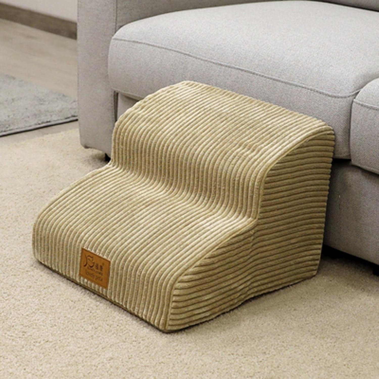 Yanman 2-Step Pet Stairs Small Medium Dogs Cats Sofa Bed Beige