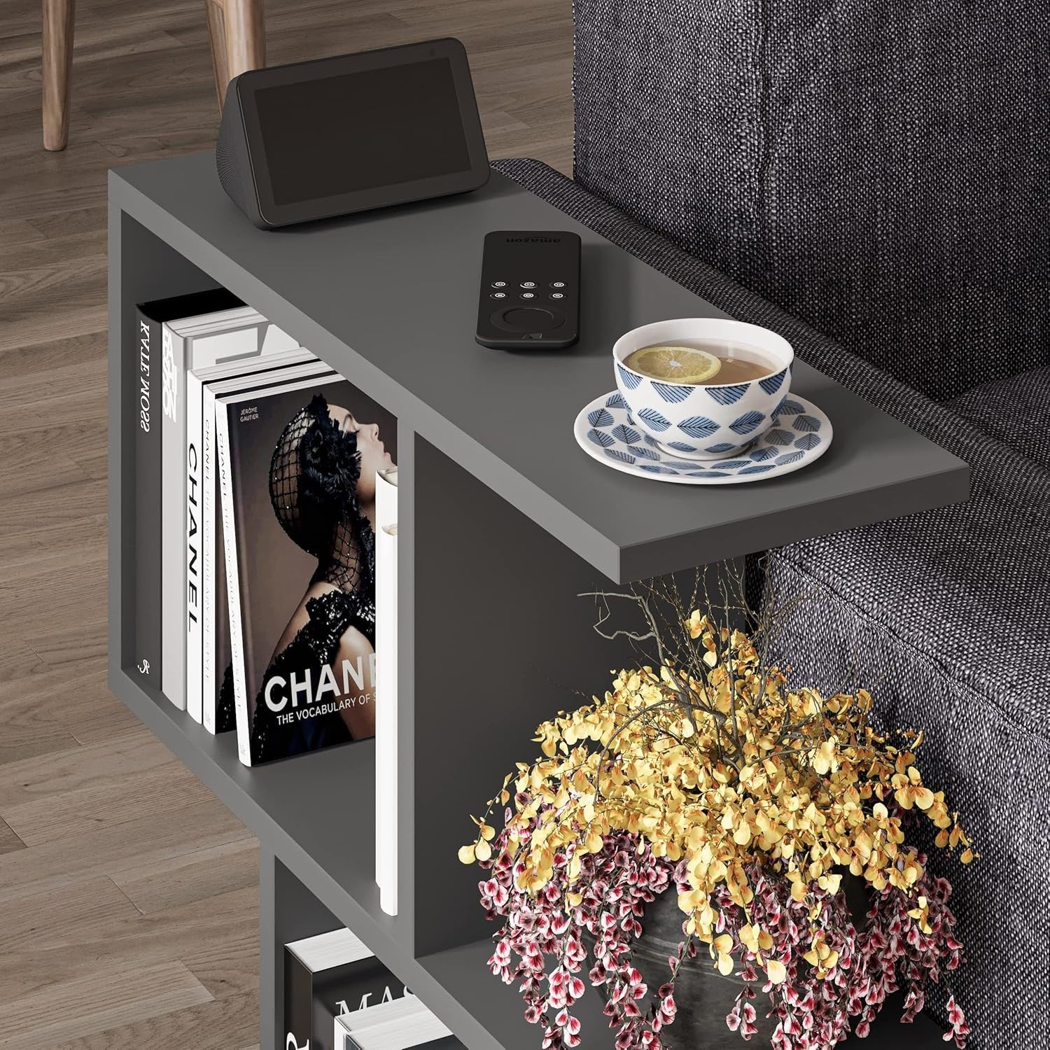 2 Tier Storage Side Table with Shelves, Compact Space-Saver 60x60x19.5cm