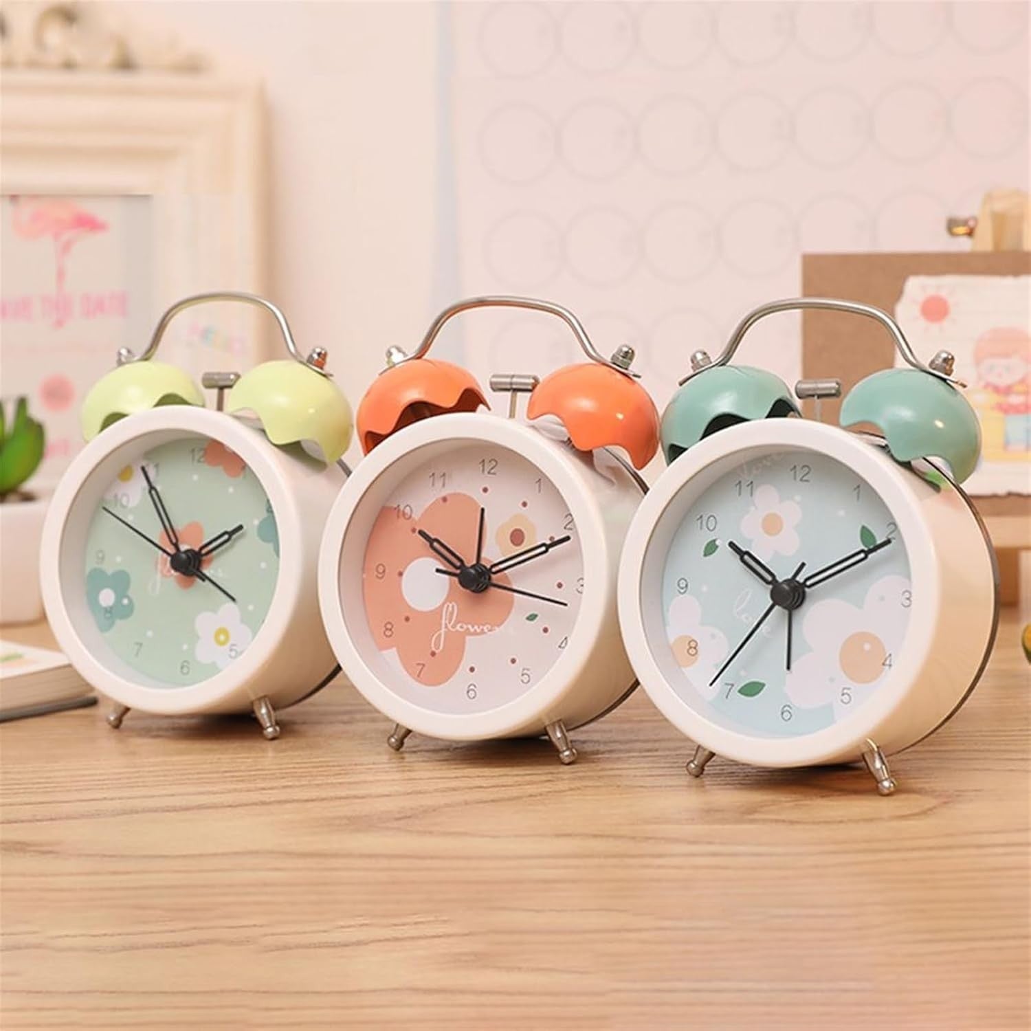 Mini Twin Bell Alarm Clock Loud Heavy Sleepers Silent Retro Bedside Desk