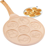 Beige 7 Smiley Pancake Pan 26cm Non-Stick Crepe Maker Induction Gas Safe