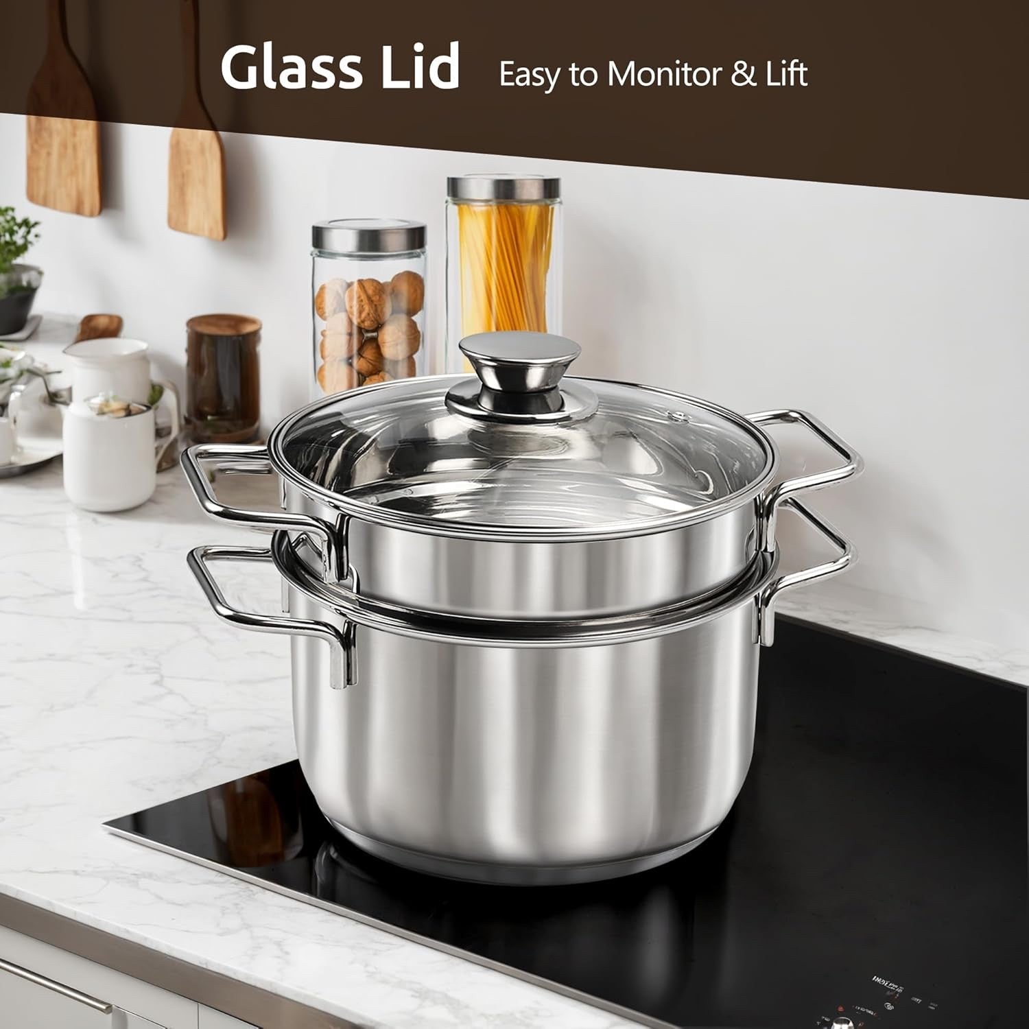14Pcs Stainless Steel Cookware Set Pots and Pans Induction with Glass Lids