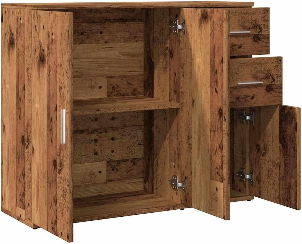 Modern Wood Sideboard Cupboard Unit Storage Drawers Doors 91x75cm
