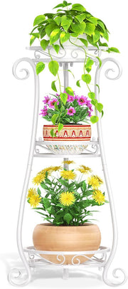 3 Tier White Metal Plant Stand Indoor Outdoor Tall Flower Pot Display Rack