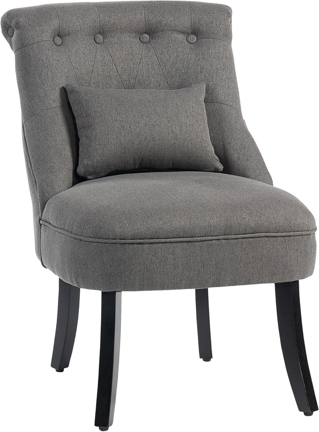 Charcoal Grey Linen Accent Tub Chair Button Tufted Lounge Seat
