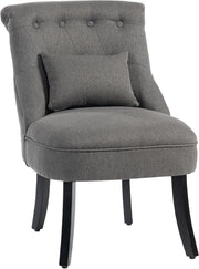 Charcoal Grey Linen Accent Tub Chair Button Tufted Lounge Seat