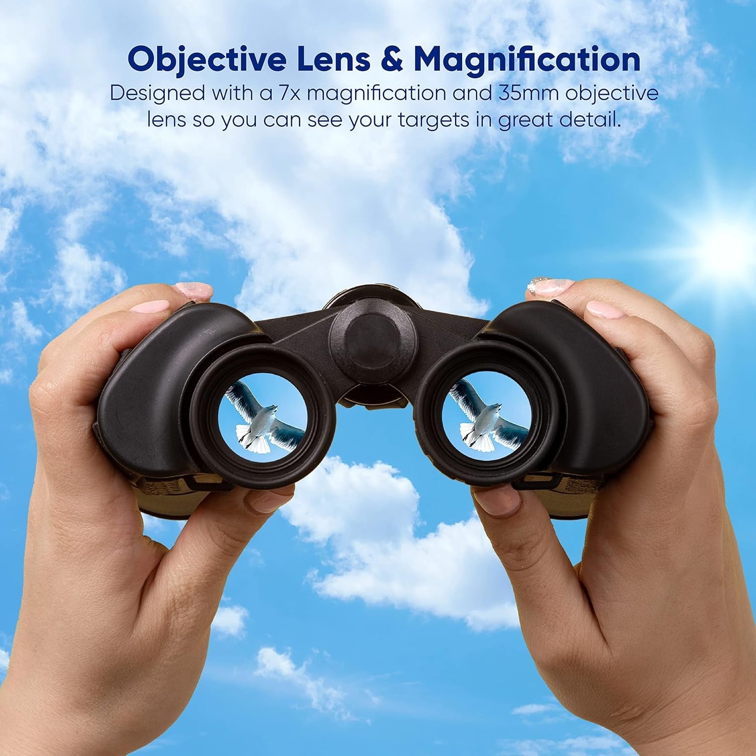 Compact 7x35 Binoculars Wide View HD Optics for Birdwatching Hiking Travel