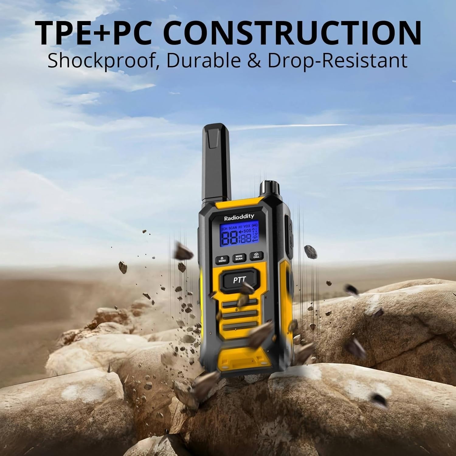 IP67 Waterproof Walkie Talkies 4 Pack 6KM Range Rugged Two Way Radio
