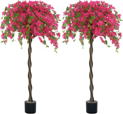 Set of 2 Red Murraya Faux Flower Trees 120cm Tall Artificial Indoor Plants Decor