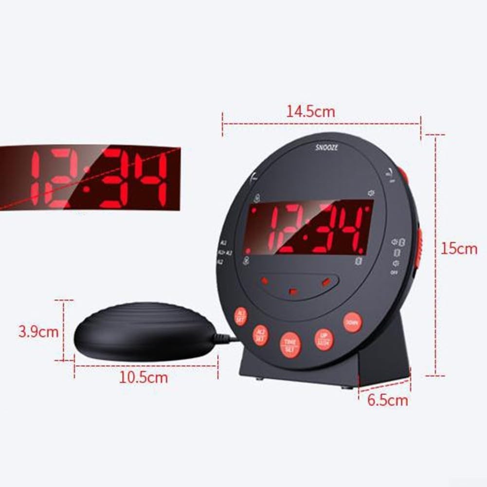 Vibration Alarm Clock Heavy Sleepers Loud LED Bed Shaker Hearing Impaired