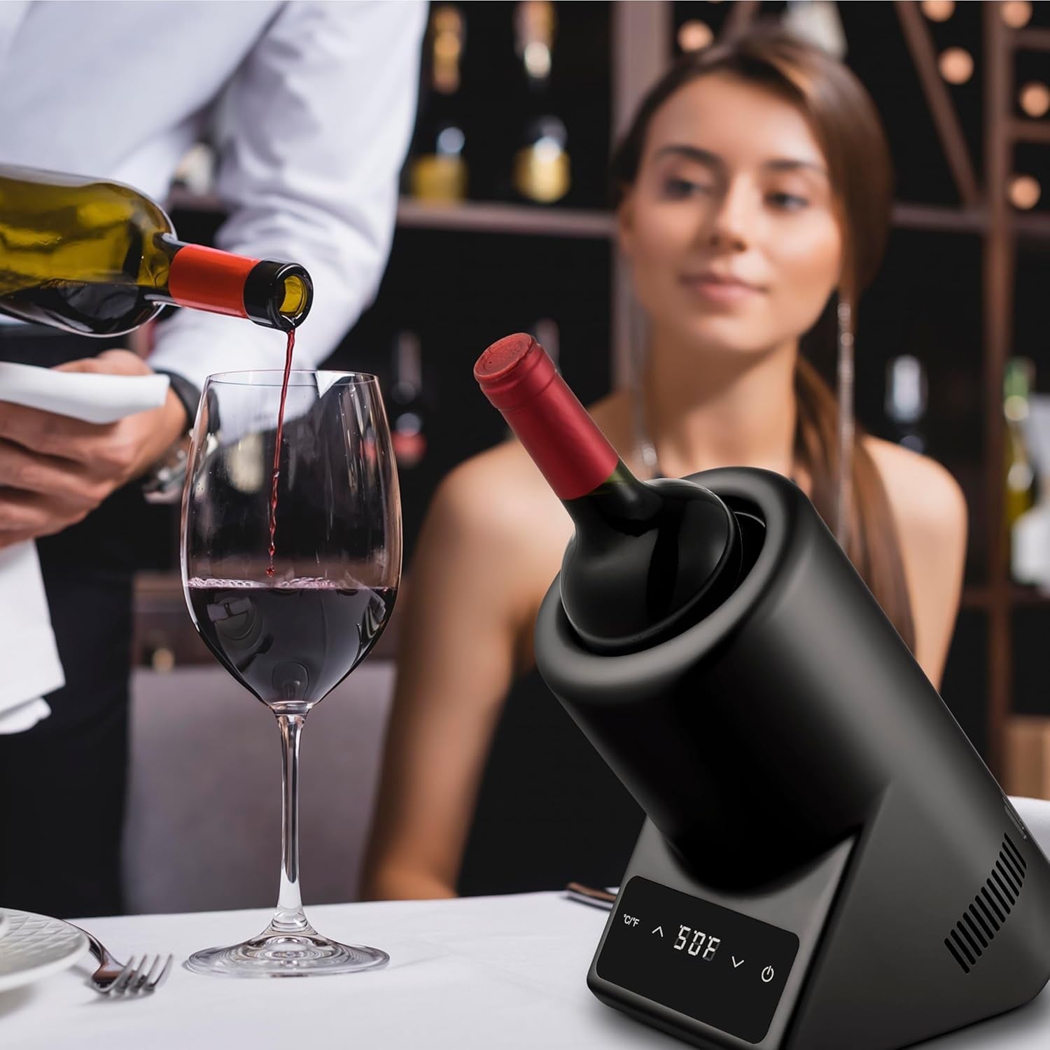 Electric Wine Bottle Chiller 750ml Digital Temperature Control Ice Free