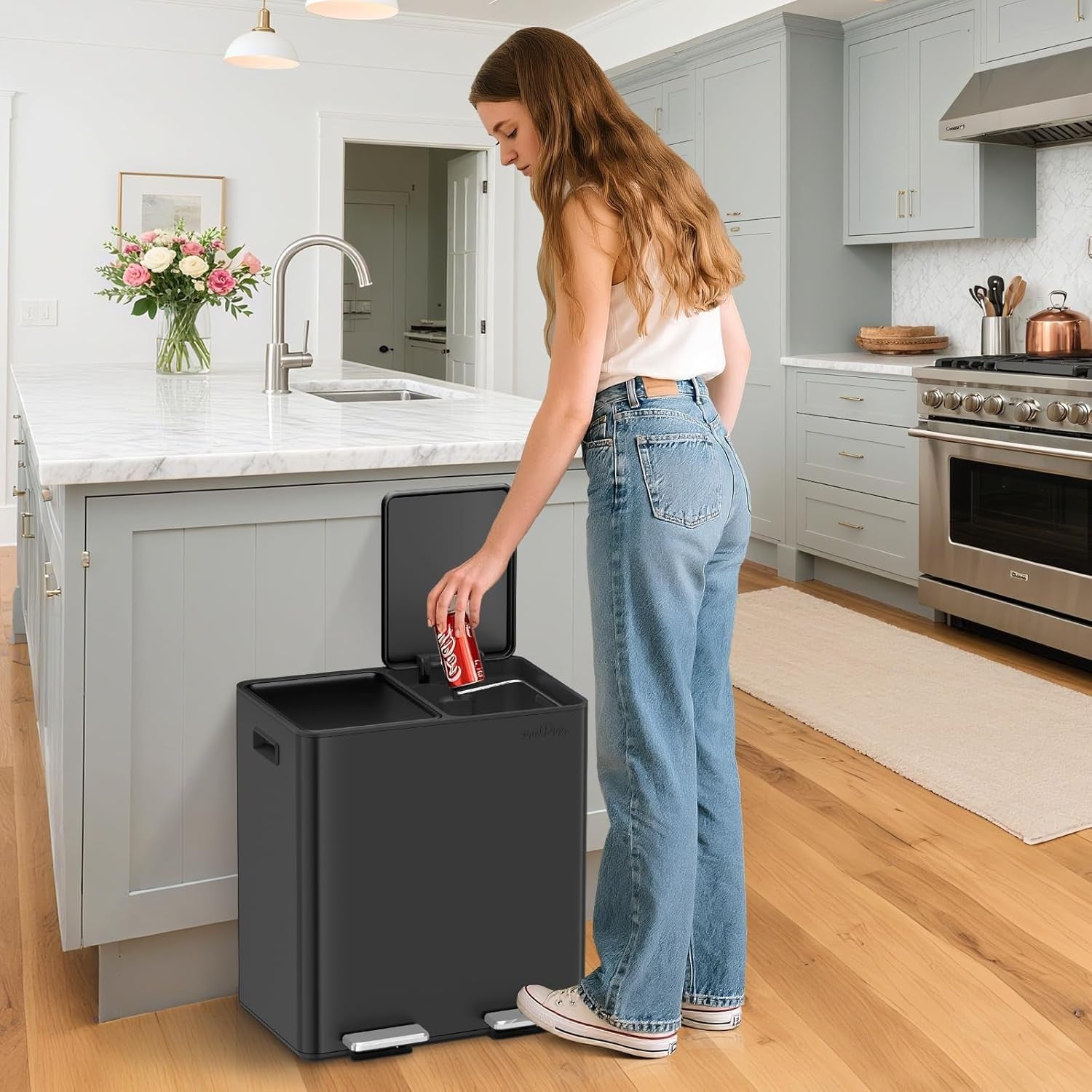 40L Dual Kitchen Recycling Bin 2x20L Stainless Steel
