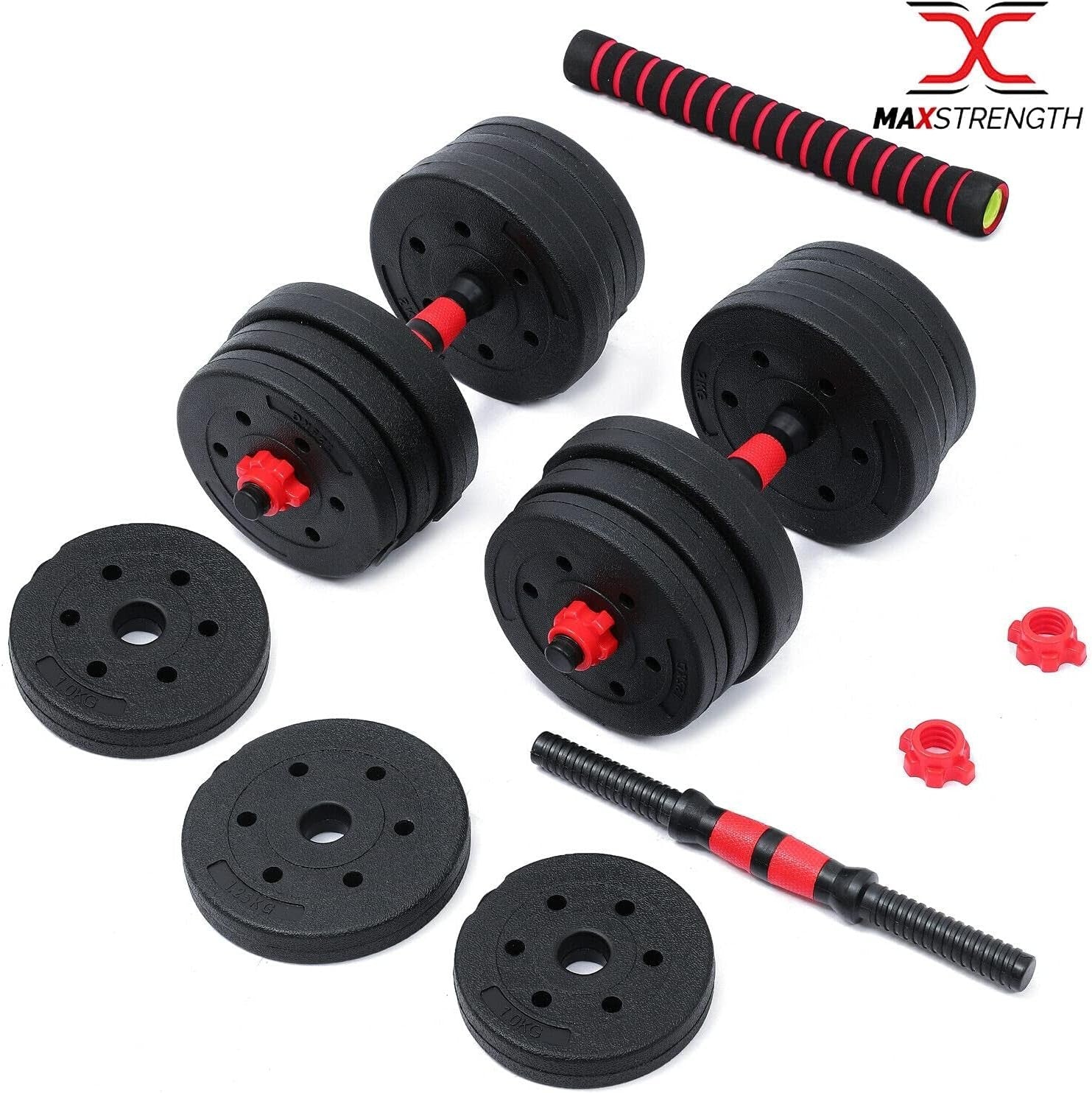 25KG Adjustable Dumbbell & Barbell Set Spinlock Vinyl Weights Home Gym