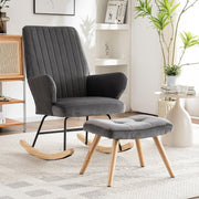 High Back Rocking Chair with Footstool, Armchair for Lounge Bedroom
