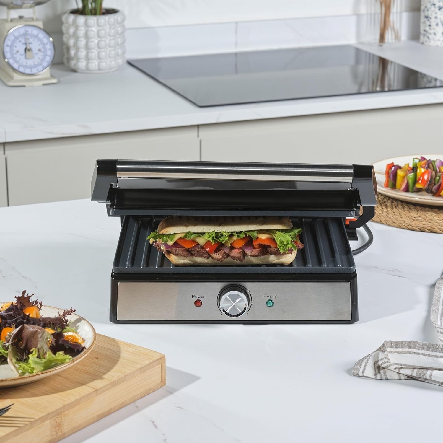 Large Ceramic Health Grill Panini Maker 2000W Non-Stick Plates