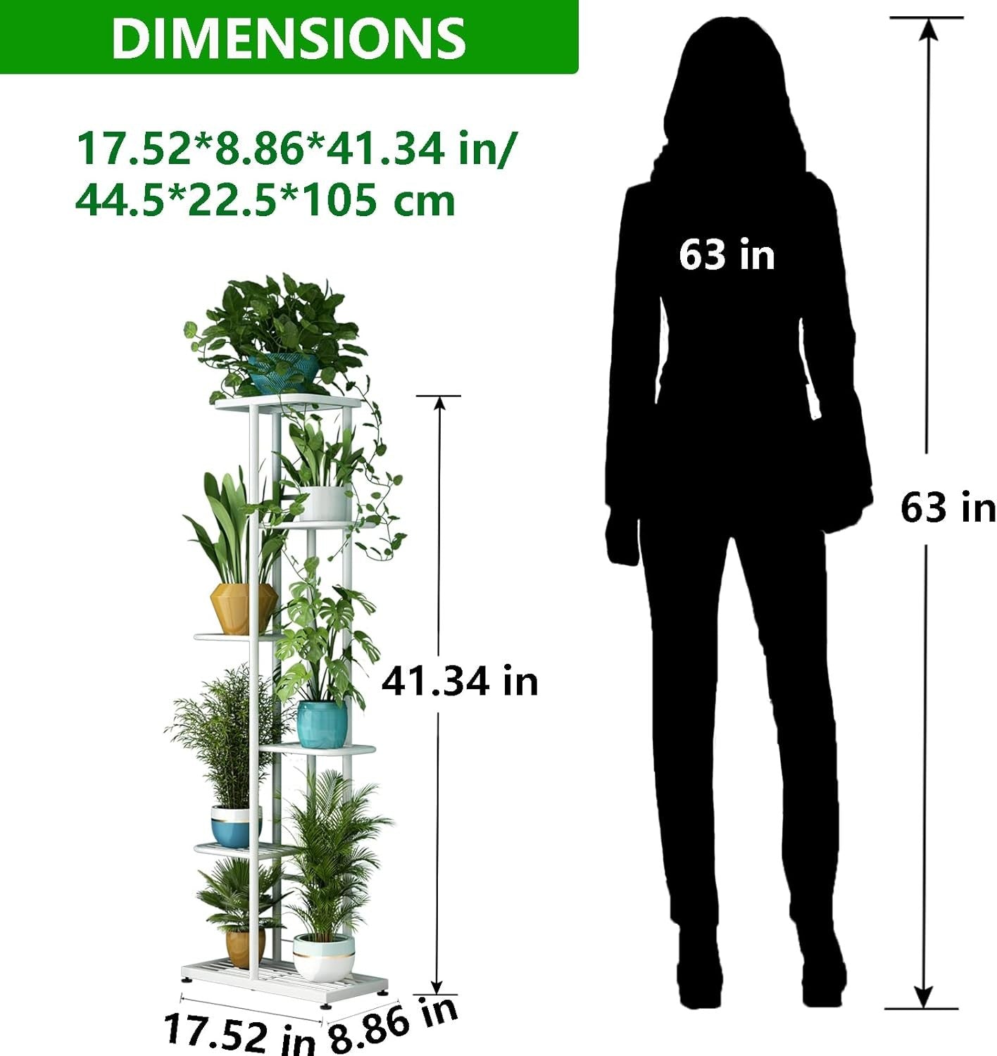 6 Tier 7 Pot White Metal Plant Stand Indoor Outdoor Multi Plant Display Rack