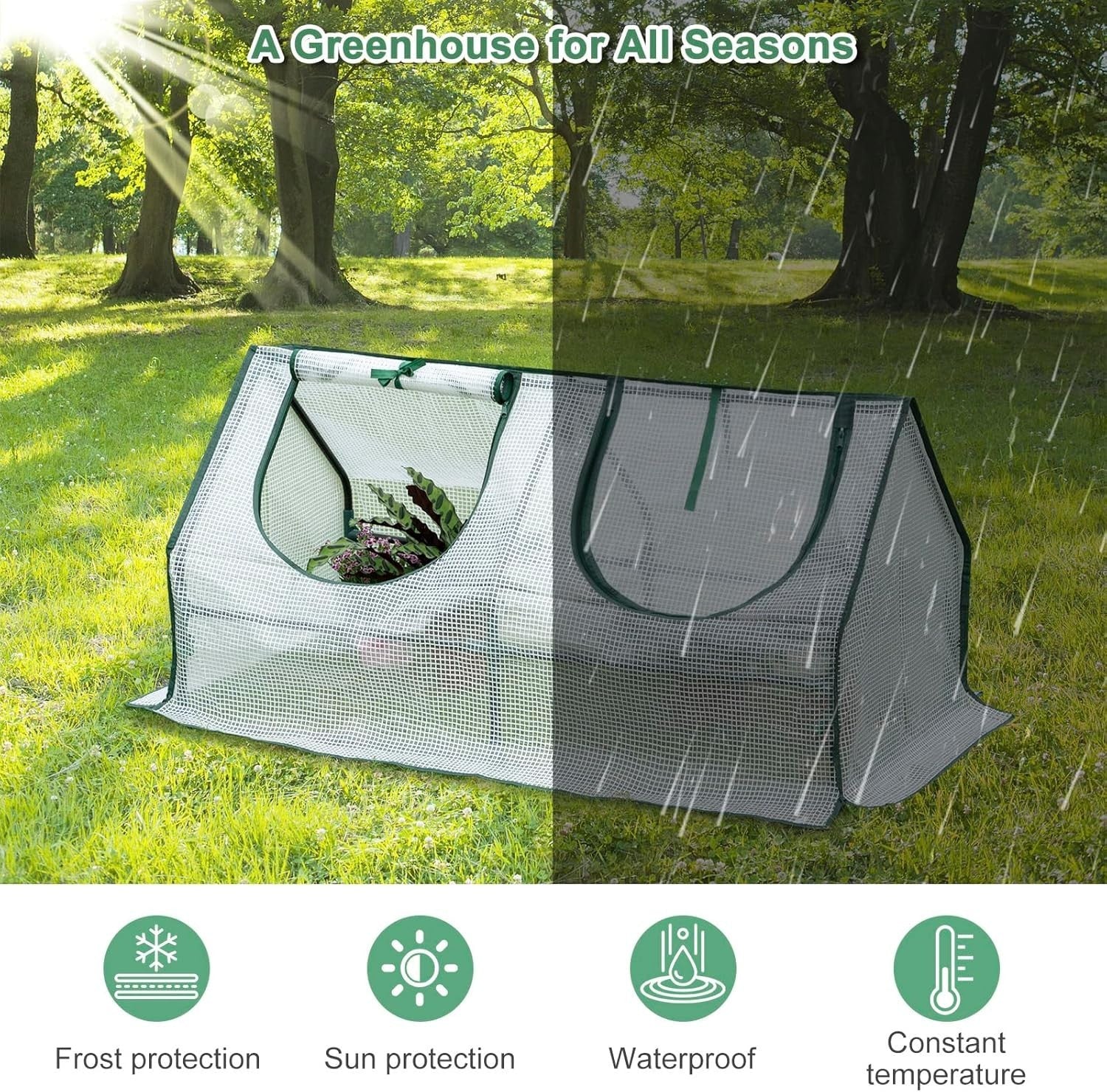 Mini Garden Greenhouse 120x60x60cm White PE Cover with Roll-Up Windows