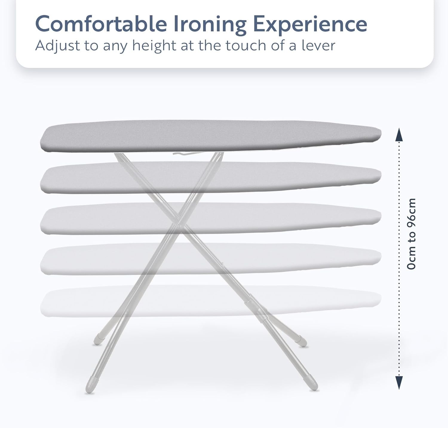Extra Wide Ironing Board 122x43cm Steam Generator Compatible Adjustable