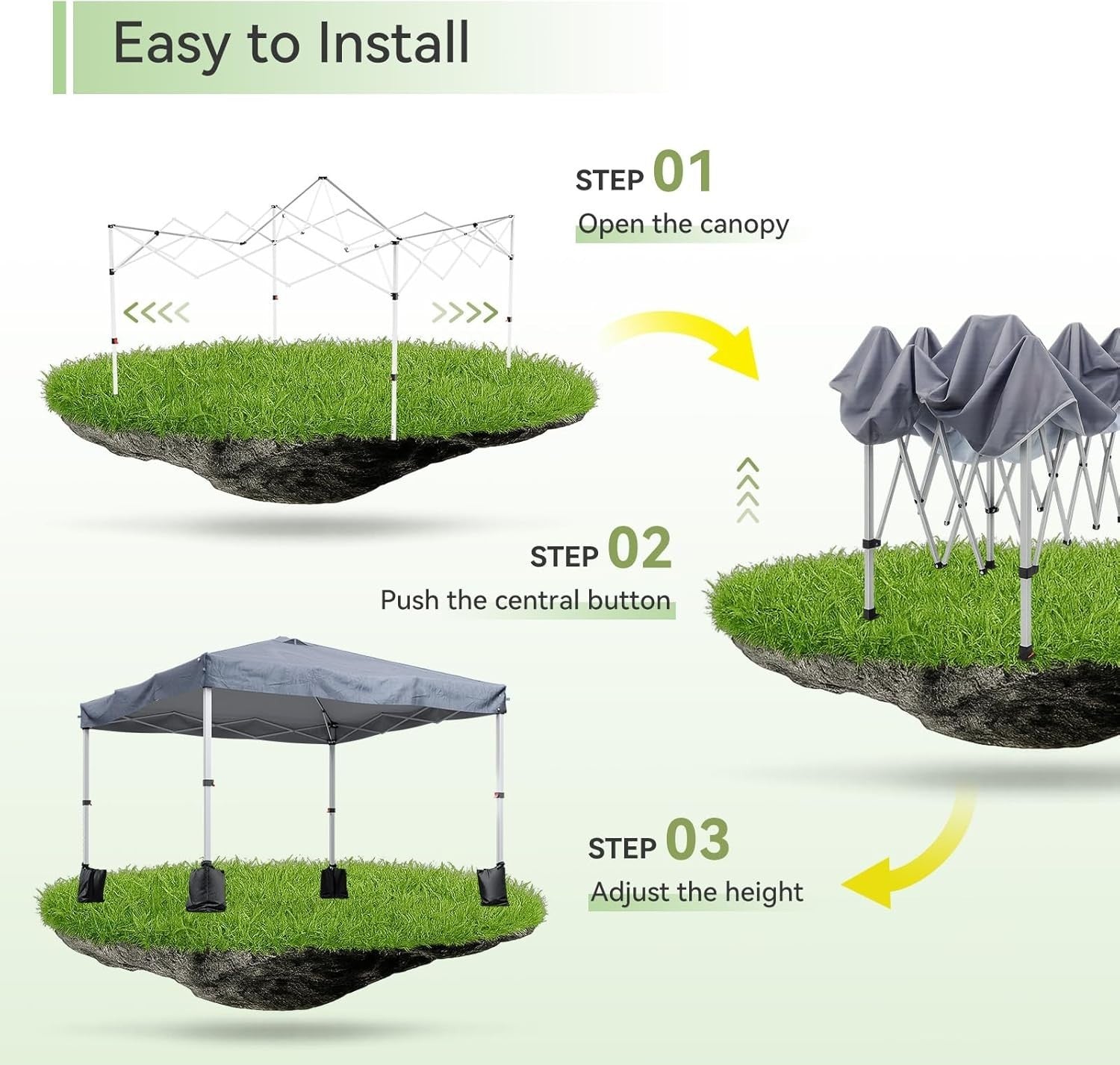 3x3M Grey Pop Up Gazebo Waterproof Garden Party Tent With Sandbags & Carry Bag