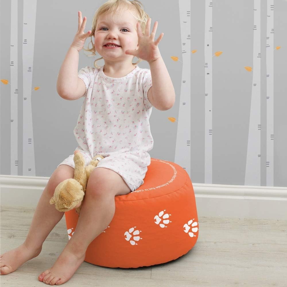 Kids Fox Bean Bag Chair with Footstool | Toddler Safe Seat Playroom
