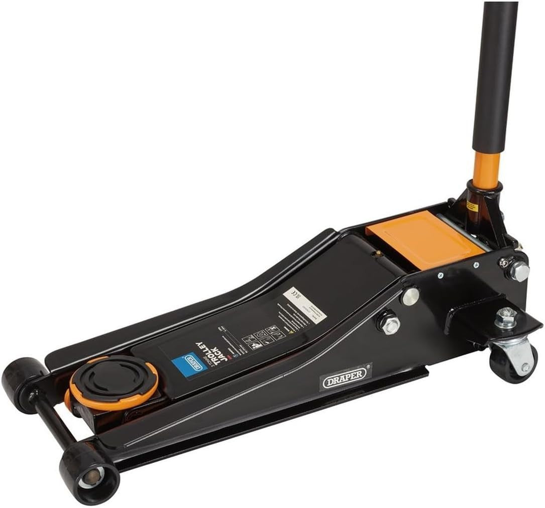 3 Ton Low Profile Trolley Jack 75–505 mm Heavy Duty Car Lift Orange/Black