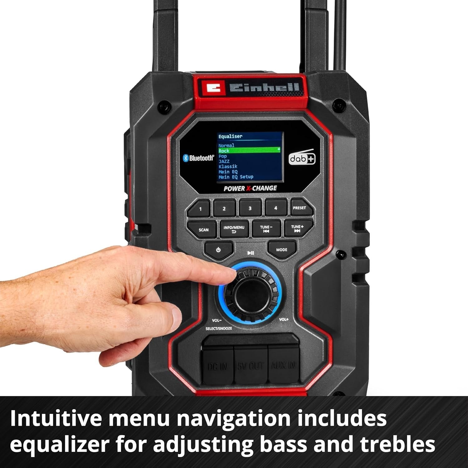 Cordless Building Site Radio DAB+/FM/Bluetooth USB, IP65, Red