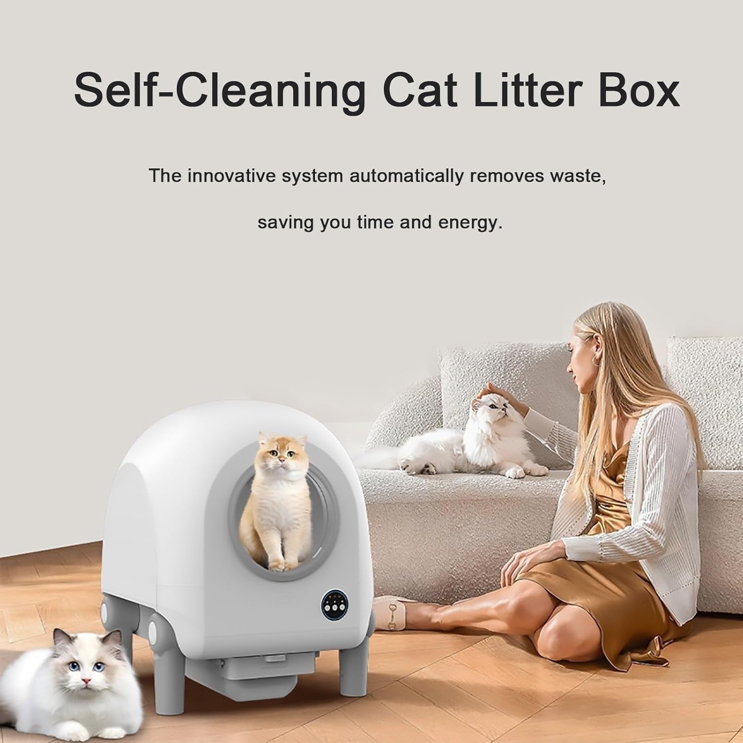 Smart Self Cleaning Cat Litter Box APP Control 70L Multi Cat XL