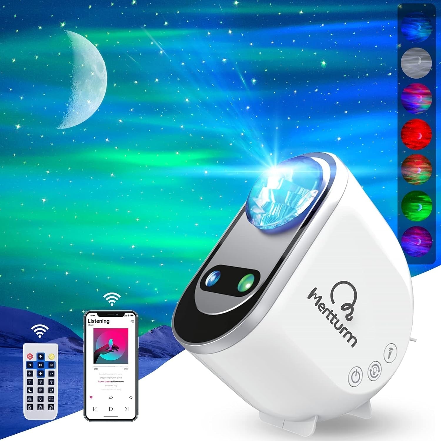 Galaxy Aurora Star Projector Bluetooth White Noise Moon Night Light RGBW