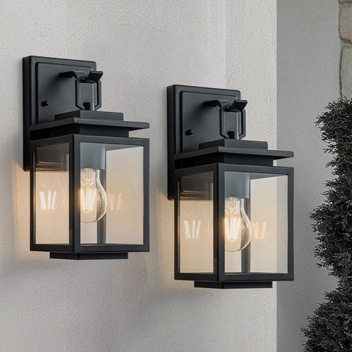 Outdoor Wall Lantern 2 Pack Black Modern E27 Waterproof Porch Light IP44