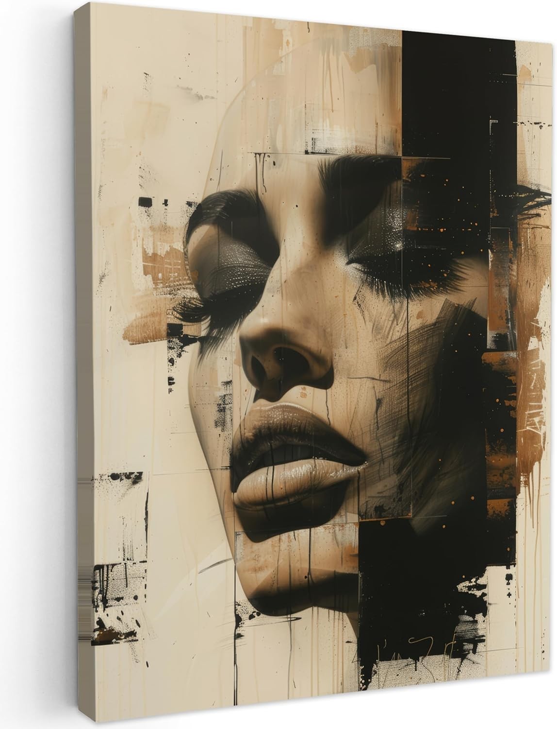 Abstract Woman Canvas Wall Art 30x40cm Modern Beige Print