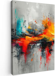 Abstract Canvas Wall Art 8x12” Modern Orange Grey Home Decor