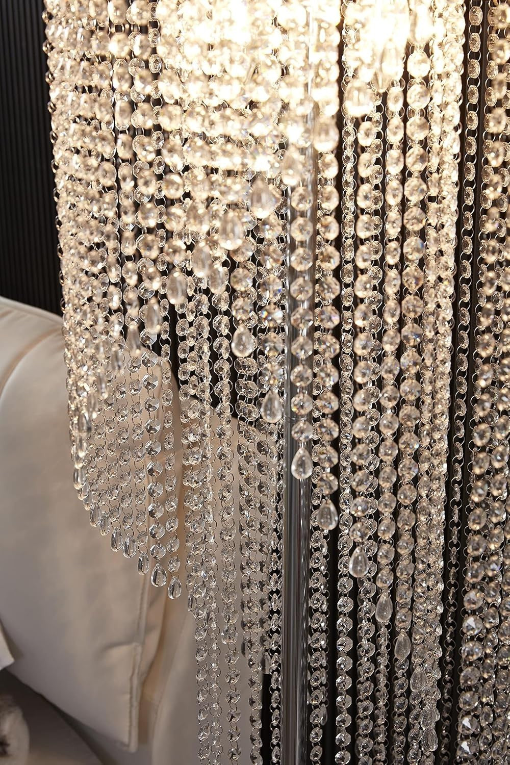 Crystal Floor Lamp Chrome 150cm | Modern Raindrop Style for Living Room