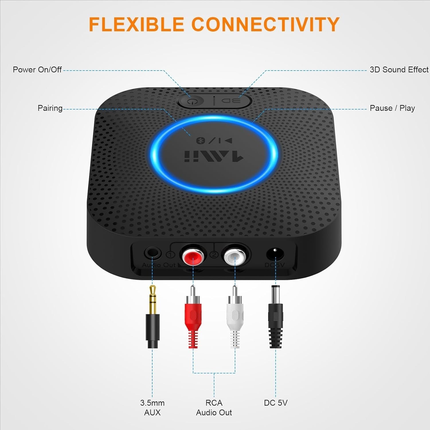 1Mii B06 Bluetooth 5.3 Receiver aptX HD Long Range Audio Adapter RCA AUX